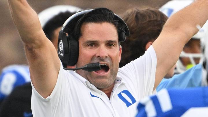 Sep 5, 2026; Durham, North Carolina, USA; Duke Blue Devils head coach Manny Diaz reacts during the second half against the Tulane Green Wave at Wallace Wade Stadium. Mandatory Credit: Zachary Taft-Imagn Images Sep 5, 2026; Durham, North Carolina, USA; Duke Blue Devils head coach Manny Diaz reacts during the second half against the Tulane Green Wave at Wallace Wade Stadium. Mandatory Credit: Zachary Taft-Imagn Images