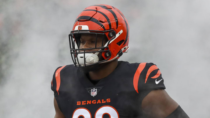 Jan 7, 2024; Cincinnati, Ohio, USA; Cincinnati Bengals defensive end Myles Murphy (99) runs onto the field before the game against the Cleveland Browns at Paycor Stadium. Mandatory Credit: Katie Stratman-USA TODAY Sports