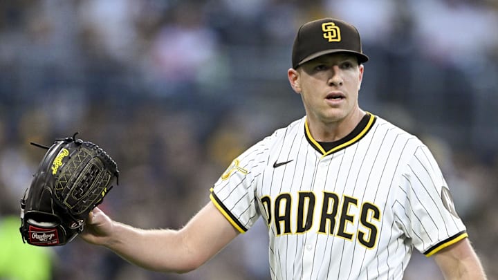 Apr 29, 2025; San Diego, California, USA; San Diego Padres starting pitcher Nick Pivetta (27) comes off the field after pitching during the second inning against the San Francisco Giants at Petco Park. Mandatory Credit: Denis Poroy-Imagn Images Apr 29, 2025; San Diego, California, USA; San Diego Padres starting pitcher Nick Pivetta (27) comes off the field after pitching during the second inning against the San Francisco Giants at Petco Park. Mandatory Credit: Denis Poroy-Imagn Images
