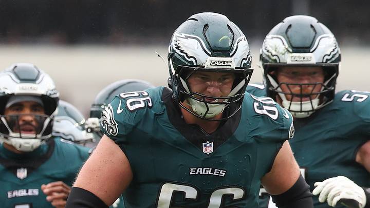 Philadelphia Eagles center Drew Kendall (66) plays against the Los Angeles Rams at Lincoln Financial Field. Mandatory Credit: Bill Streicher-Imagn Images Philadelphia Eagles center Drew Kendall (66) plays against the Los Angeles Rams at Lincoln Financial Field. Mandatory Credit: Bill Streicher-Imagn Images