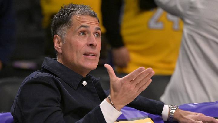 Nov 21, 2024; Los Angeles, California, USA; Los Angeles Lakers general manager Rob Pelinka looks on as players warm up prior to the game against the Orlando Magic at Crypto.com Arena. Mandatory Credit: Jayne Kamin-Oncea-Imagn Images Nov 21, 2024; Los Angeles, California, USA; Los Angeles Lakers general manager Rob Pelinka looks on as players warm up prior to the game against the Orlando Magic at Crypto.com Arena. Mandatory Credit: Jayne Kamin-Oncea-Imagn Images