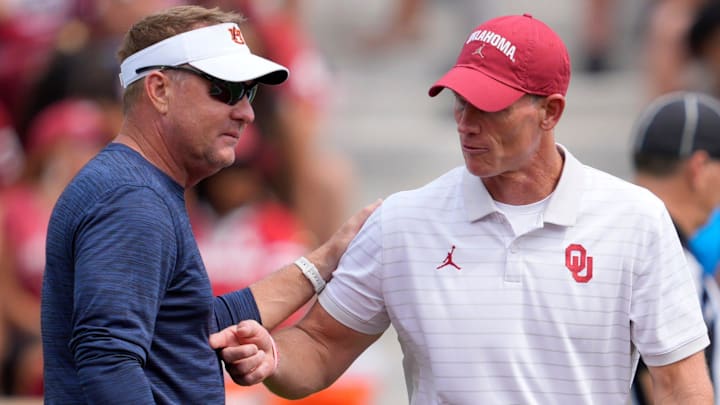 Oklahoma coach Brent Venables and Auburn coach Hugh Freeze