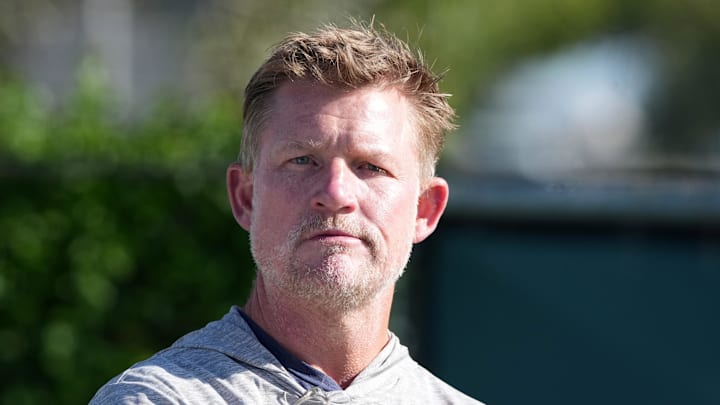 Jul 23, 2025; Los Angeles, CA, USA; Los Angeles Rams general manager Les Snead watches during training camp at Loyola Marymount University. Mandatory Credit: Kirby Lee-Imagn Images