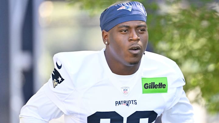 Jul 23, 2025; Foxborough, MA, USA; New England Patriots running back Terrell Jennings (26) walks to the practice field for training camp at Gillette Stadium.