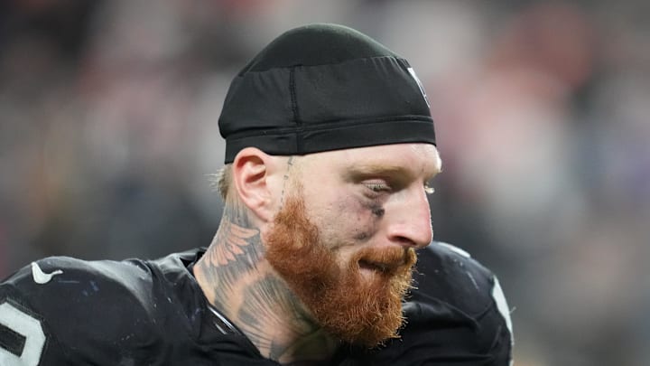 Las Vegas Raiders defensive end Maxx Crosby leaves the field