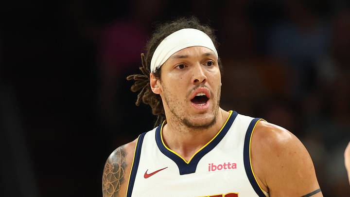 Mar 24, 2026; Phoenix, Arizona, USA; Denver Nuggets forward Aaron Gordon (32) reacts to NBA referee Dannica Baroody against the Phoenix Suns at Mortgage Matchup Center. Mandatory Credit: Mark J. Rebilas-Imagn Images Mar 24, 2026; Phoenix, Arizona, USA; Denver Nuggets forward Aaron Gordon (32) reacts to NBA referee Dannica Baroody against the Phoenix Suns at Mortgage Matchup Center. Mandatory Credit: Mark J. Rebilas-Imagn Images