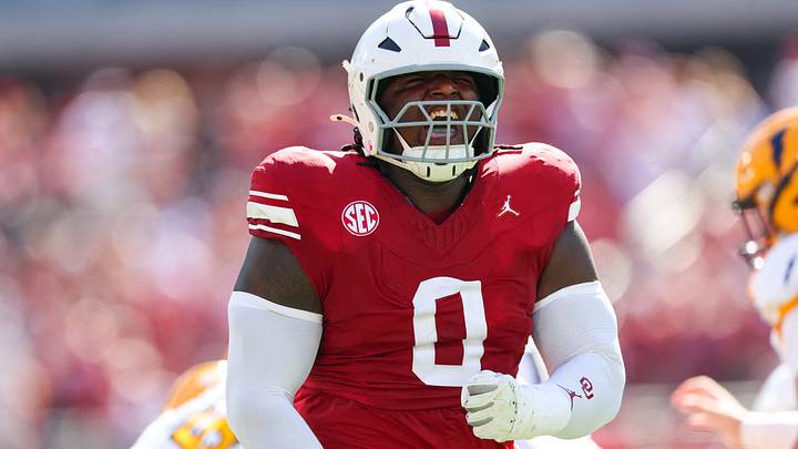 Oklahoma Sooners defensive lineman David Stone reacts during the first half against the Kent State Golden Flashes. Oklahoma Sooners defensive lineman David Stone reacts during the first half against the Kent State Golden Flashes.