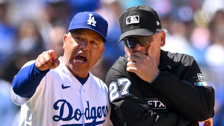 Los Angeles Dodgers manager Dave Roberts (30) is ejected