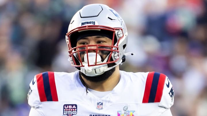 Feb 8, 2026; Santa Clara, CA, USA; New England Patriots defensive tackle Khyiris Tonga (95) against the Seattle Seahawks during Super Bowl LX at Levi's Stadium. Mandatory Credit: Mark J. Rebilas-Imagn Images Feb 8, 2026; Santa Clara, CA, USA; New England Patriots defensive tackle Khyiris Tonga (95) against the Seattle Seahawks during Super Bowl LX at Levi's Stadium. Mandatory Credit: Mark J. Rebilas-Imagn Images