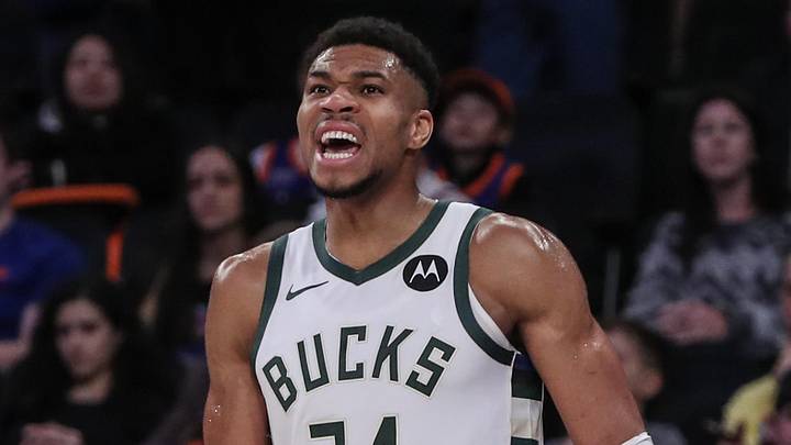 Dec 23, 2023; New York, New York, USA; Milwaukee Bucks forward Giannis Antetokounmpo (34) celebrates from the bench in the fourth quarter against the New York Knicks at Madison Square Garden. Mandatory Credit: Wendell Cruz-Imagn Images Dec 23, 2023; New York, New York, USA; Milwaukee Bucks forward Giannis Antetokounmpo (34) celebrates from the bench in the fourth quarter against the New York Knicks at Madison Square Garden. Mandatory Credit: Wendell Cruz-Imagn Images