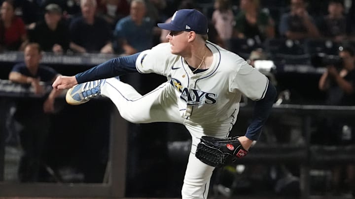 Tampa Bay Rays relief pitcher Pete Fairbanks (29) throws a pitch against the Boston Red Sox during the ninth inning at George M. Steinbrenner Field.