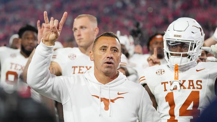 Texas Longhorns head coach Steve Sarkisian gestures after a game. Texas Longhorns head coach Steve Sarkisian gestures after a game.