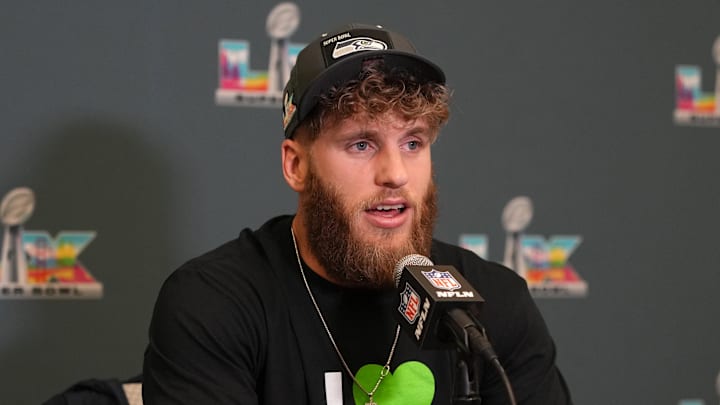 Feb 5, 2026; San Jose, CA, USA; Seattle Seahawks wide receiver Cooper Kupp (10) talks to media members at the San Jose Marriott. Mandatory Credit: Darren Yamashita-Imagn Images