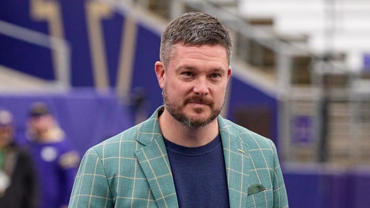 Oregon head coach Dan Lanning walks the field before the game as the Oregon Ducks take on the Washington Huskies on Nov. 29, 2025, at Husky Stadium in Seattle, Washington.