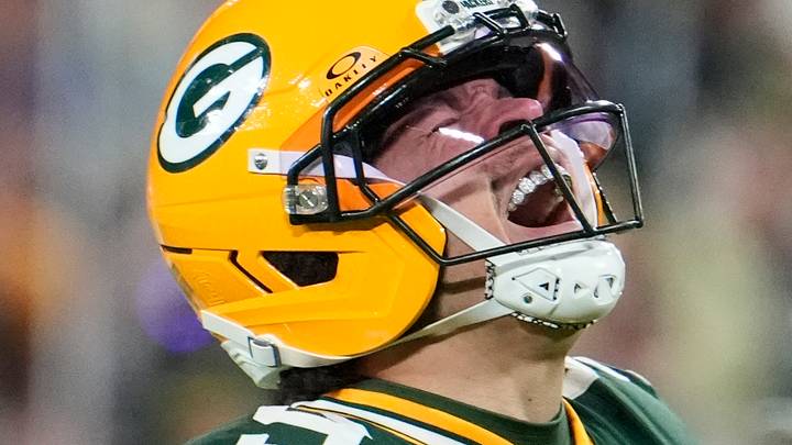 Green Bay Packers wide receiver Christian Watson celebrates a first down on a reception in the first quarter against the Carolina Panthers. Green Bay Packers wide receiver Christian Watson celebrates a first down on a reception in the first quarter against the Carolina Panthers.