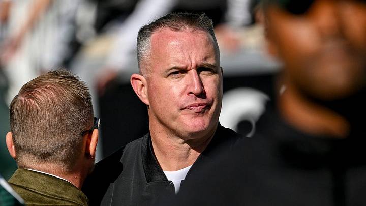 Michigan State’s head coach Pat Fitzgerald, right, hugs athletic director Dan Bartholomae after MSU’s loss to Northwestern the game on Saturday, Oct. 17, 2026, at Spartan Stadium in East Lansing. Michigan State’s head coach Pat Fitzgerald, right, hugs athletic director Dan Bartholomae after MSU’s loss to Northwestern the game on Saturday, Oct. 17, 2026, at Spartan Stadium in East Lansing.