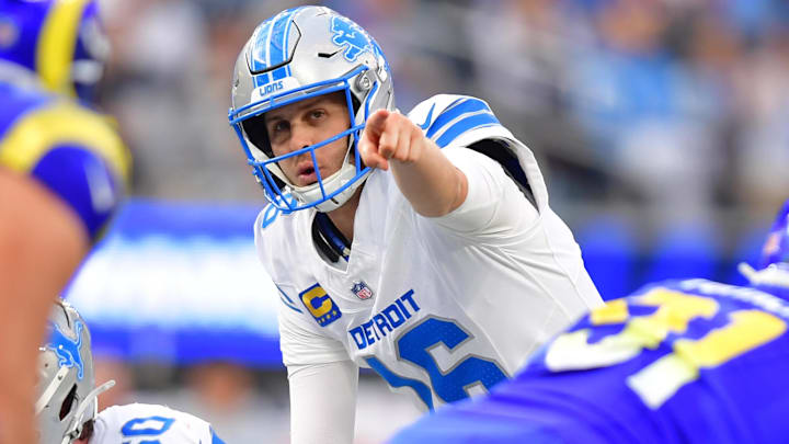 Detroit Lions quarterback Jared Goff (16) calls a play during the second quarter against the Los Angeles Rams Detroit Lions quarterback Jared Goff (16) calls a play during the second quarter against the Los Angeles Rams