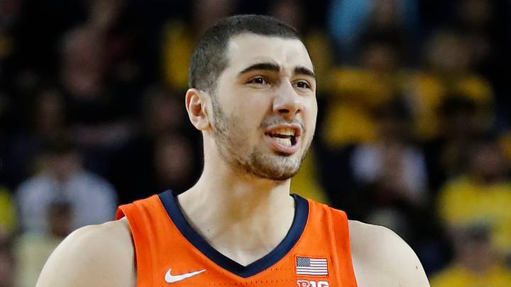 Illinois Fighting Illini forward Giorgi Bezhanishvili (15) reacts against the Michigan Wolverines at Crisler Center on Jan. 25. 2020. Illinois Fighting Illini forward Giorgi Bezhanishvili (15) reacts against the Michigan Wolverines at Crisler Center on Jan. 25. 2020.