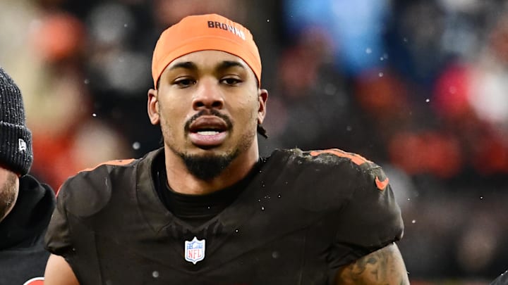 Dec 7, 2025; Cleveland, Ohio, USA; Cleveland Browns wide receiver Cedric Tillman (19) walks off the field after being injured against the Tennessee Titans fourth quarter at Huntington Bank Field. Mandatory Credit: Ken Blaze-Imagn Images