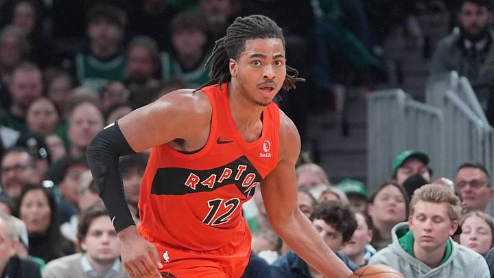 Apr 5, 2026; Boston, Massachusetts, USA; Toronto Raptors forward Collin Murray-Boyles (12) dribbles the ball against the Boston Celtics during the second half at TD Garden. Mandatory Credit: Gregory Fisher-Imagn Images Apr 5, 2026; Boston, Massachusetts, USA; Toronto Raptors forward Collin Murray-Boyles (12) dribbles the ball against the Boston Celtics during the second half at TD Garden. Mandatory Credit: Gregory Fisher-Imagn Images