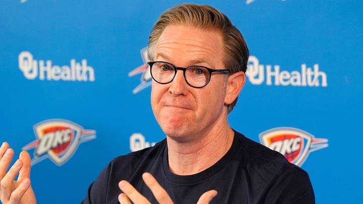 Sam Presti, Thunder General Manager, has his end-of-season media access, Monday, June 8, 2026.