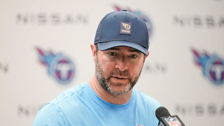 Tennessee Titans coach Brian Callahan takes questions after their 41-20 loss against the Indianapolis Colts 