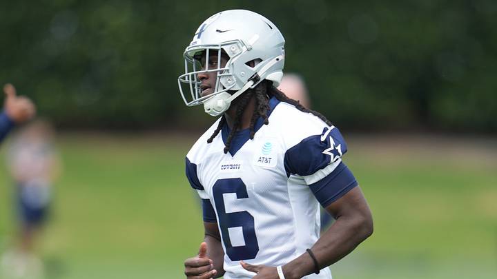 Dallas Cowboys wide receiver Camden Brown (6) on the field during practice at the Ford Center at the Star Training Facility in Frisco, Texas. 