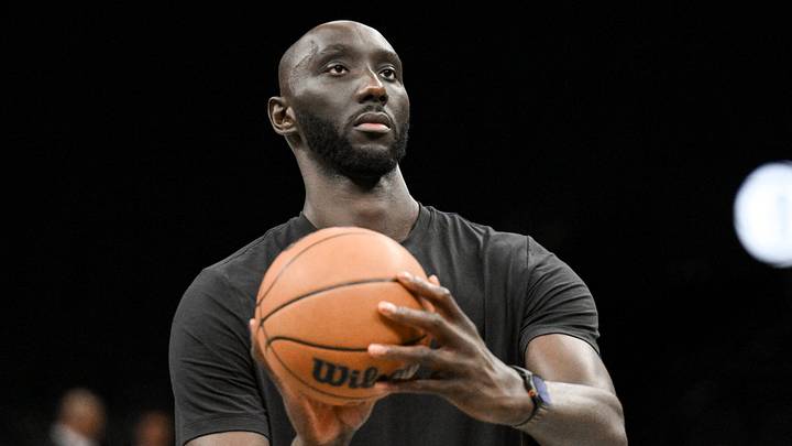 Oct 8, 2026; Brooklyn, New York, USA; Philadelphia 76ers center Tacko Fall (99) warms up before a game against the Brooklyn Nets at Barclays Center. Oct 8, 2026; Brooklyn, New York, USA; Philadelphia 76ers center Tacko Fall (99) warms up before a game against the Brooklyn Nets at Barclays Center.