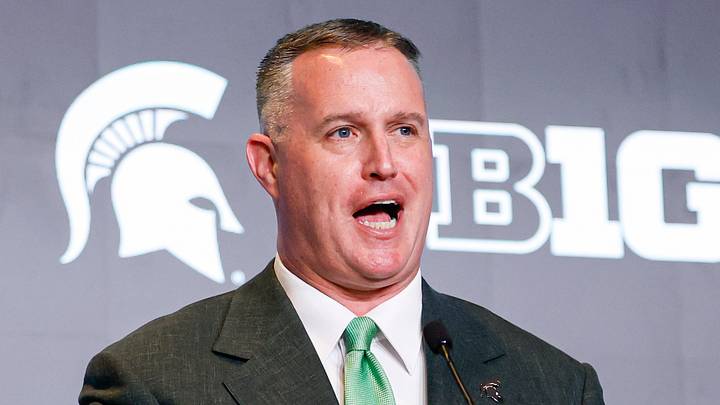 Jul 29, 2026; Chicago, IL, USA; Michigan State Football head coach Pat Fitzgerald speaks during Big Ten Media Days at Hilton Chicago. Mandatory Credit: Kamil Krzaczynski-Imagn Images