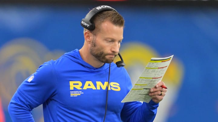 Jan 4, 2026; Inglewood, California, USA; Los Angeles Rams head coach Sean McVay looks at his play sheet during the second half against the Arizona Cardinals at SoFi Stadium. Mandatory Credit: Jayne Kamin-Oncea-Imagn Images Jan 4, 2026; Inglewood, California, USA; Los Angeles Rams head coach Sean McVay looks at his play sheet during the second half against the Arizona Cardinals at SoFi Stadium. Mandatory Credit: Jayne Kamin-Oncea-Imagn Images