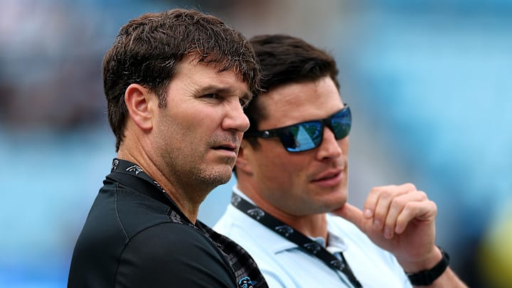 Former Carolina Panthers quarterback Jake Delhomme and ex-linebacker Luke Kuechly.