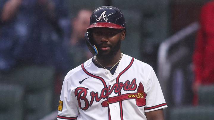 Jun 16, 2026; Atlanta, Georgia, USA; Atlanta Braves center fielder Michael Harris II (23) in action against the San Francisco Giants in the first inning at Truist Park. Mandatory Credit: Brett Davis-Imagn Images
