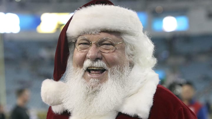 Dec 18, 2014; Jacksonville, FL, USA; Santa Claus on the field before the game against the Tennessee Titans and Jacksonville Jaguars at EverBank Field. Mandatory Credit: Kim Klement-Imagn Images