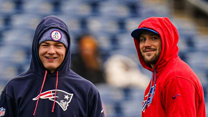 Buffalo Bills quarterback Josh Allen and New England Patriots quarterback Drake Maye.