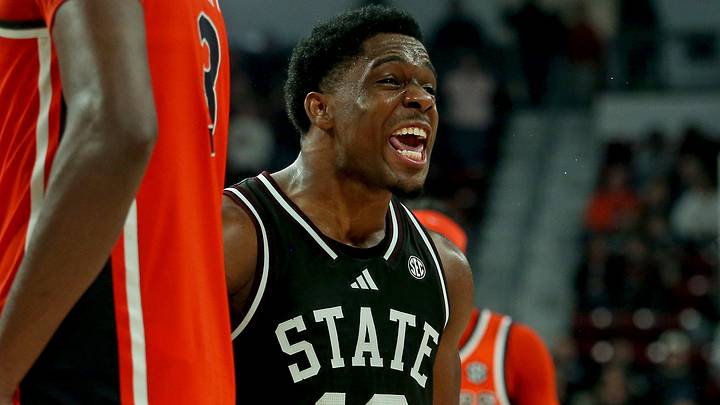 Mississippi State Bulldogs guard Josh Hubbard (12) reacts during the final seconds of the second half against the Auburn Tigers at Humphrey Coliseum. Mississippi State Bulldogs guard Josh Hubbard (12) reacts during the final seconds of the second half against the Auburn Tigers at Humphrey Coliseum.