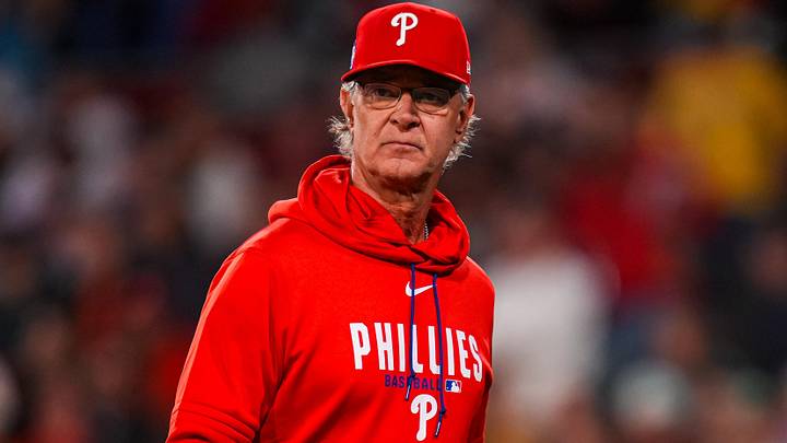 May 12, 2026; Boston, Massachusetts, USA; Philadelphia Phillies interim manager Don Mattingly (8) exits the mound during the game against the Boston Red Sox in the eighth inning at Fenway Park. May 12, 2026; Boston, Massachusetts, USA; Philadelphia Phillies interim manager Don Mattingly (8) exits the mound during the game against the Boston Red Sox in the eighth inning at Fenway Park.
