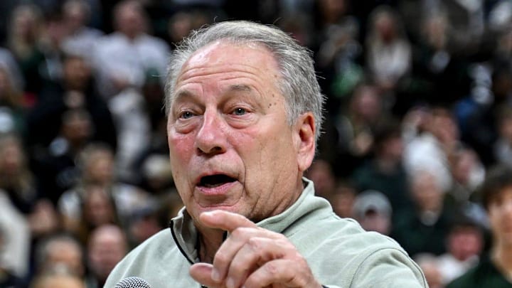 Michigan State's head coach Tom Izzo thanks the alumni Izzone for supporting the Spartans in the victory over USC on Monday, Jan. 5, 2026, at the Breslin Center in East Lansing. Michigan State's head coach Tom Izzo thanks the alumni Izzone for supporting the Spartans in the victory over USC on Monday, Jan. 5, 2026, at the Breslin Center in East Lansing.