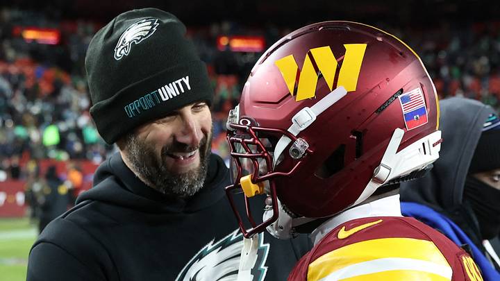 Philadelphia Eagles head coach Nick Sirianni and Washington Commanders cornerback Mike Sainristil Philadelphia Eagles head coach Nick Sirianni and Washington Commanders cornerback Mike Sainristil