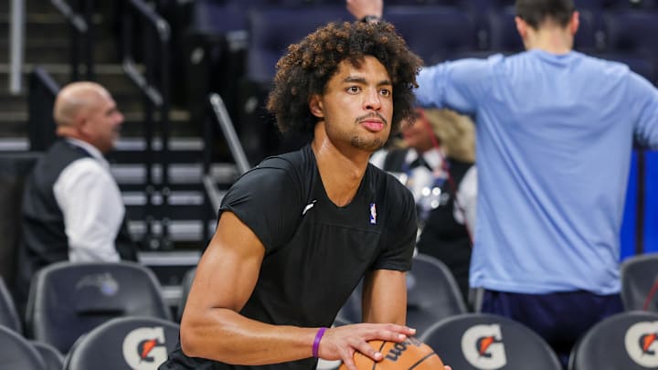 Feb 21, 2025; Orlando, Florida, USA; Orlando Magic guard Jett Howard (13) warms up before the game against the Memphis Grizzlies at Kia Center. Mandatory Credit: Mike Watters-Imagn Images Feb 21, 2025; Orlando, Florida, USA; Orlando Magic guard Jett Howard (13) warms up before the game against the Memphis Grizzlies at Kia Center. Mandatory Credit: Mike Watters-Imagn Images