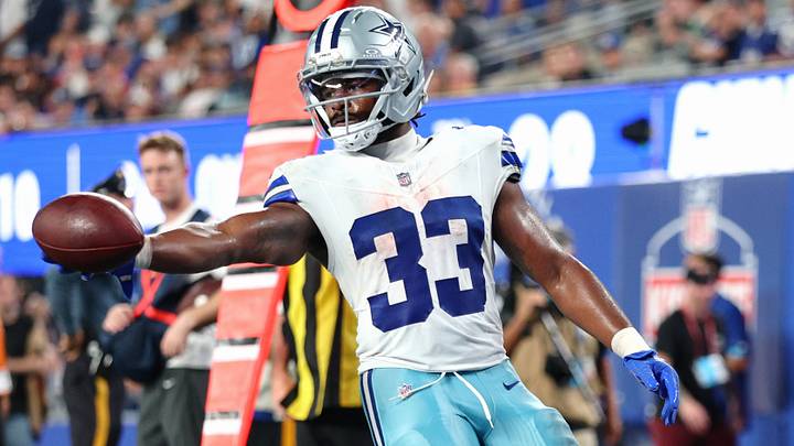 Dallas Cowboys running back Javonte Williams carries the ball for a touchdown against the New York Giants. Dallas Cowboys running back Javonte Williams carries the ball for a touchdown against the New York Giants.