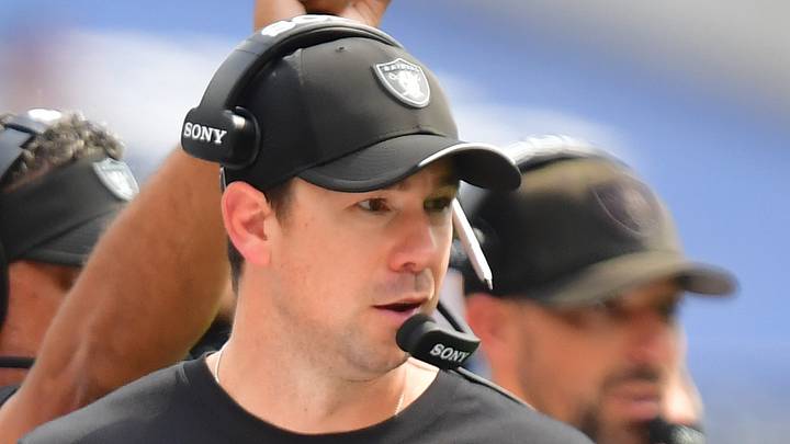 Sep 20, 2026; Inglewood, California, USA; Las Vegas Raiders head coach Klint Kubiak is seen against the Los Angeles Chargers during the first half at SoFi Stadium. Mandatory Credit: Gary A. Vasquez-Imagn Images Sep 20, 2026; Inglewood, California, USA; Las Vegas Raiders head coach Klint Kubiak is seen against the Los Angeles Chargers during the first half at SoFi Stadium. Mandatory Credit: Gary A. Vasquez-Imagn Images