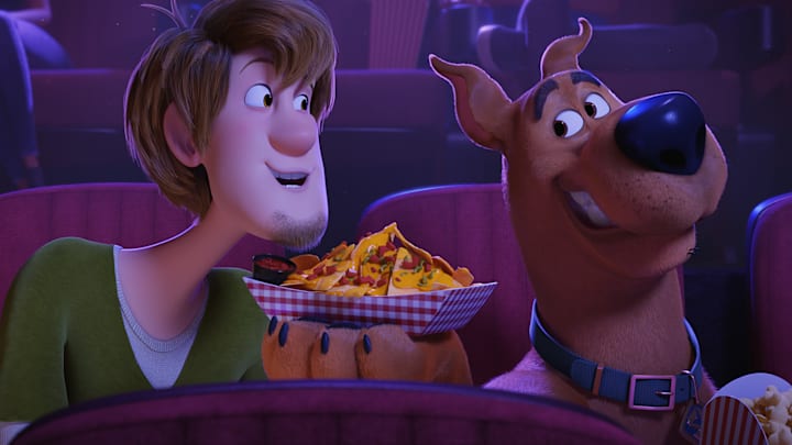 (L-r) Shaggy voiced by WILL FORTE and Scooby-Doo voiced by FRANK WELKER in the new animated adventure “SCOOB!” from Warner Bros. Pictures and Warner Animation Group. Courtesy of Warner Bros. Pictures