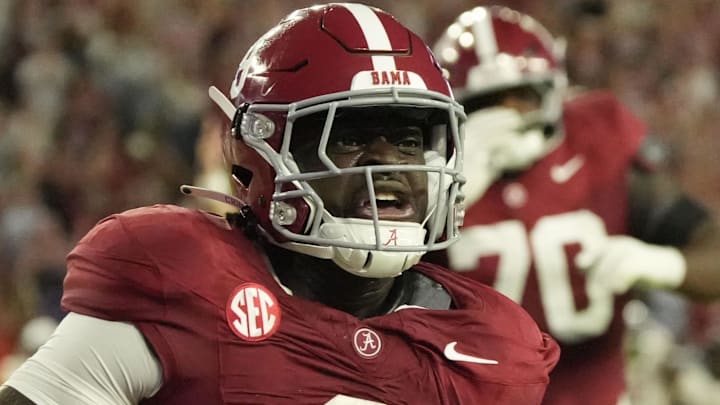 Sep 6, 2025; Tuscaloosa, Alabama, USA; Alabama running back Richard Young (9) celebrates scoring against UL Monroe at Saban Field at Bryant-Denny Stadium. Mandatory Credit: Gary Cosby Jr.-Imagn Images Sep 6, 2025; Tuscaloosa, Alabama, USA; Alabama running back Richard Young (9) celebrates scoring against UL Monroe at Saban Field at Bryant-Denny Stadium. Mandatory Credit: Gary Cosby Jr.-Imagn Images