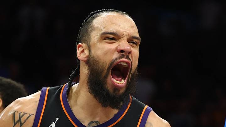 Phoenix Suns forward Dillon Brooks (3) celebrates against the Oklahoma City Thunder during game four of the first round of the 2026 NBA Playoffs at Mortgage Matchup Center on April 27, 2026. Phoenix Suns forward Dillon Brooks (3) celebrates against the Oklahoma City Thunder during game four of the first round of the 2026 NBA Playoffs at Mortgage Matchup Center on April 27, 2026.