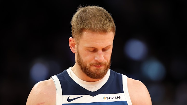 Nov 21, 2025; Phoenix, Arizona, USA; Minnesota Timberwolves guard Donte DiVincenzo (0) reacts against the Phoenix Suns during an NBA Cup game at Mortgage Matchup Center. Mandatory Credit: Mark J. Rebilas-Imagn Images