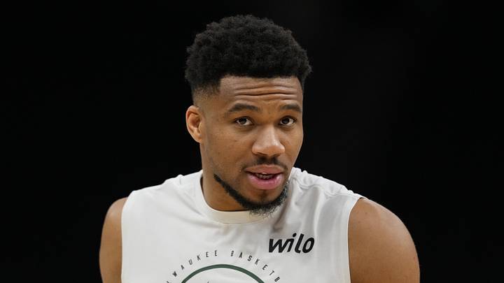 Mar 28, 2026; Milwaukee, Wisconsin, USA;  Milwaukee Bucks forward Giannis Antetokounmpo (34) during warmups prior to the game against the San Antonio Spurs at Fiserv Forum. Mandatory Credit: Jeff Hanisch-Imagn Images