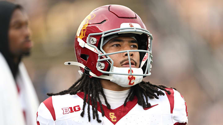 Sep 13, 2025; West Lafayette, Indiana, USA; Southern California Trojans wide receiver Makai Lemon (6) warms up before the game against the Purdue Boilermakers at Ross-Ade Stadium. Mandatory Credit: Marc Lebryk-Imagn Images Sep 13, 2025; West Lafayette, Indiana, USA; Southern California Trojans wide receiver Makai Lemon (6) warms up before the game against the Purdue Boilermakers at Ross-Ade Stadium. Mandatory Credit: Marc Lebryk-Imagn Images