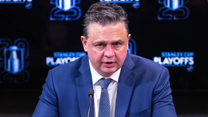 Apr 26, 2025; Ottawa, Ontario, CAN; Ottawa Senators head coach Travis Green speaks the media following the team win against the Toronto Maple Leafs in game four of the first round of the 2025 Stanley Cup Playoffs at Canadian Tire Centre. Mandatory Credit: Marc DesRosiers-Imagn Images