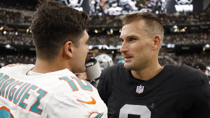 Las Vegas Raiders quarterback Kirk Cousins, Miami Dolphins linebacker Jacob Rodriguez