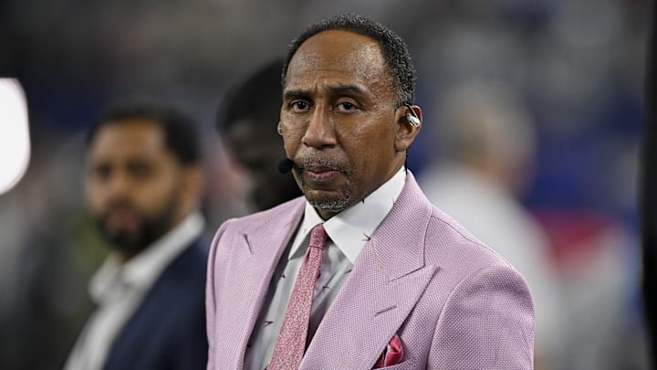ESPN commentator Stephen A. Smith looks on before the game between the Dallas Cowboys and the Arizona Cardinals at AT&T Stadium. 